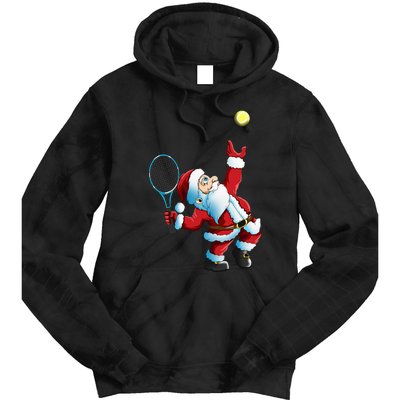 Christmas Santa Claus Tennis Game Tennis Racket Tie Dye Hoodie