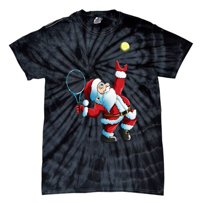 Christmas Santa Claus Tennis Game Tennis Racket Tie-Dye T-Shirt