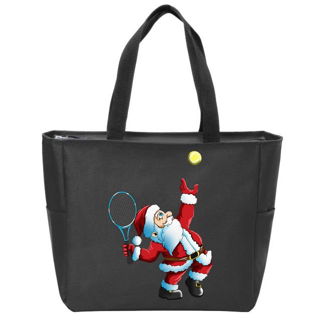 Christmas Santa Claus Tennis Game Tennis Racket Zip Tote Bag