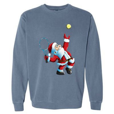 Christmas Santa Claus Tennis Game Tennis Racket Garment-Dyed Sweatshirt