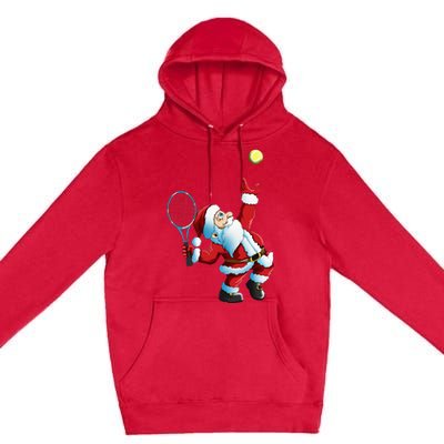 Christmas Santa Claus Tennis Game Tennis Racket Premium Pullover Hoodie