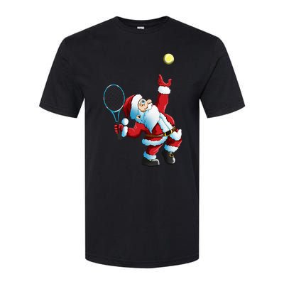 Christmas Santa Claus Tennis Game Tennis Racket Softstyle CVC T-Shirt