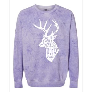 Christmas Snowflake Cute Deer Oh Reindeer Print Cool Gift Colorblast Crewneck Sweatshirt