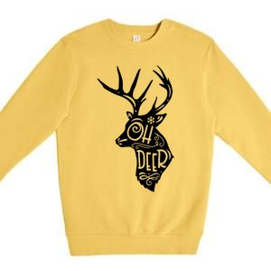 Christmas Snowflake Cute Deer Oh Reindeer Print Cool Gift Premium Crewneck Sweatshirt