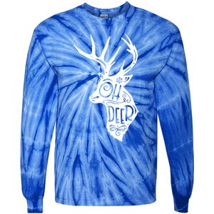 Christmas Snowflake Cute Deer Oh Reindeer Print Cool Gift Tie-Dye Long Sleeve Shirt