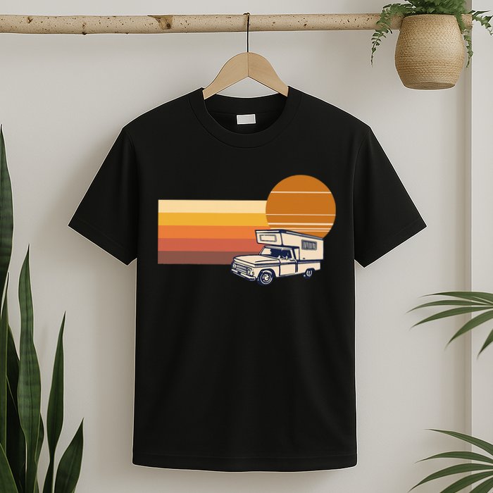 Cabover Slidein Camper RV Truck Retro Truck Camper T-Shirt