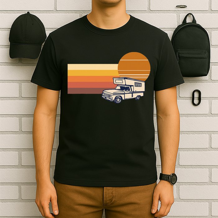 Cabover Slidein Camper RV Truck Retro Truck Camper T-Shirt