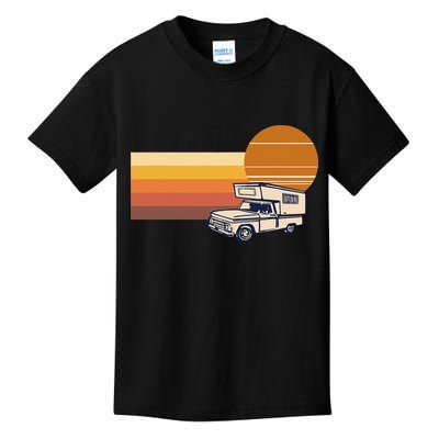 Cabover Slidein Camper RV Truck Retro Truck Camper Kids T-Shirt