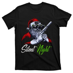 Christmas Santa Claus Guns Silent Night Santa T-Shirt