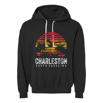 Charleston South Carolina Retro 70s 80s Style Garment-Dyed Fleece Hoodie