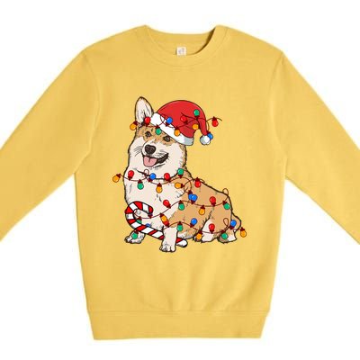 Corgi Santa Christmas Lights Xmas Dog Lover Merry Corgmas Premium Crewneck Sweatshirt