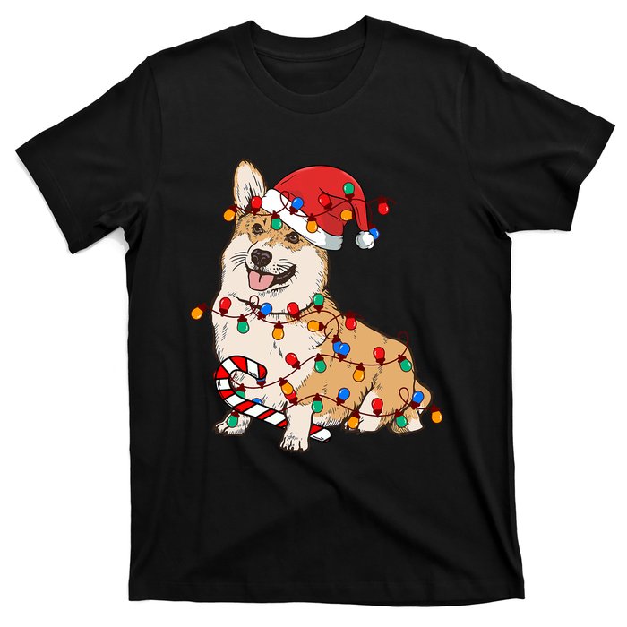 Corgi Santa Christmas Lights Xmas Dog Lover Merry Corgmas T-Shirt