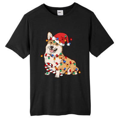 Corgi Santa Christmas Lights Xmas Dog Lover Merry Corgmas Tall Fusion ChromaSoft Performance T-Shirt