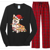 Corgi Santa Christmas Lights Xmas Dog Lover Merry Corgmas Long Sleeve Pajama Set