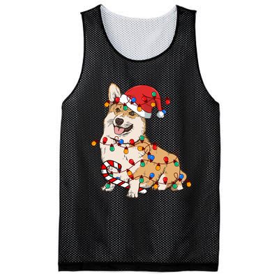 Corgi Santa Christmas Lights Xmas Dog Lover Merry Corgmas Mesh Reversible Basketball Jersey Tank