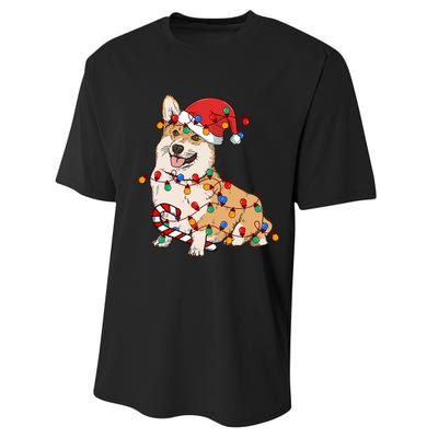 Corgi Santa Christmas Lights Xmas Dog Lover Merry Corgmas Performance Sprint T-Shirt