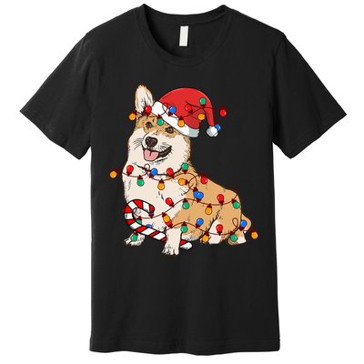 Corgi Santa Christmas Lights Xmas Dog Lover Merry Corgmas Premium T-Shirt