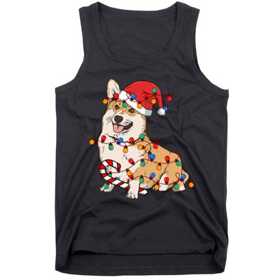 Corgi Santa Christmas Lights Xmas Dog Lover Merry Corgmas Tank Top