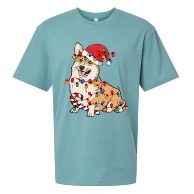 Corgi Santa Christmas Lights Xmas Dog Lover Merry Corgmas Sueded Cloud Jersey T-Shirt