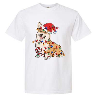 Corgi Santa Christmas Lights Xmas Dog Lover Merry Corgmas Garment-Dyed Heavyweight T-Shirt