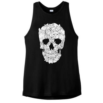 Cat Skull Ladies PosiCharge Tri-Blend Wicking Tank