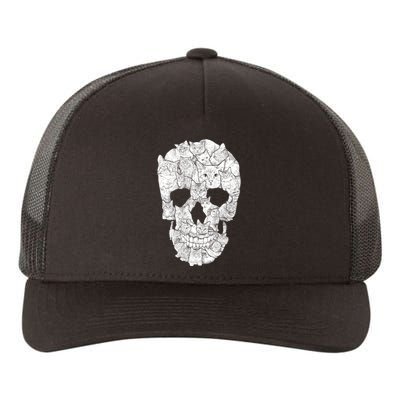 Cat Skull Yupoong Adult 5-Panel Trucker Hat