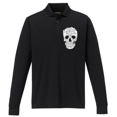 Cat Skull Performance Long Sleeve Polo