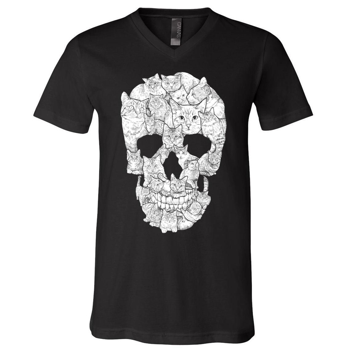 Cat Skull V-Neck T-Shirt