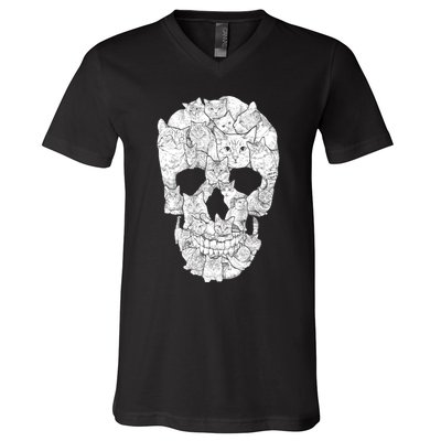 Cat Skull V-Neck T-Shirt