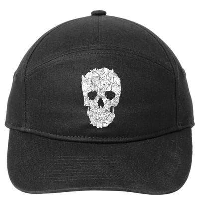 Cat Skull 7-Panel Snapback Hat