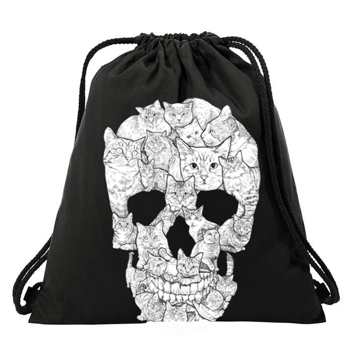 Cat Skull Drawstring Bag