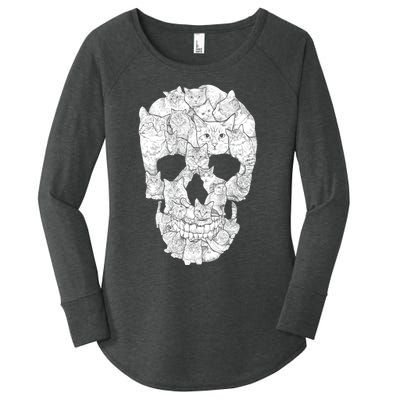 Cat Skull Women's Perfect Tri Tunic Long Sleeve Shirt