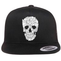 Cat Skull Flat Bill Trucker Hat