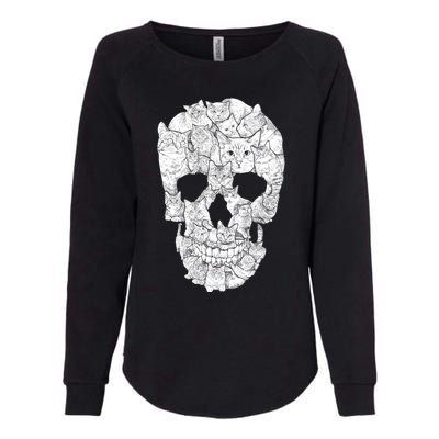 Cat Skull Womens California Wash Sweatshirt