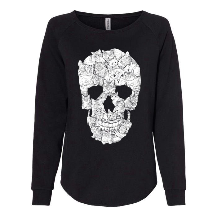 Cat Skull Womens California Wash Sweatshirt