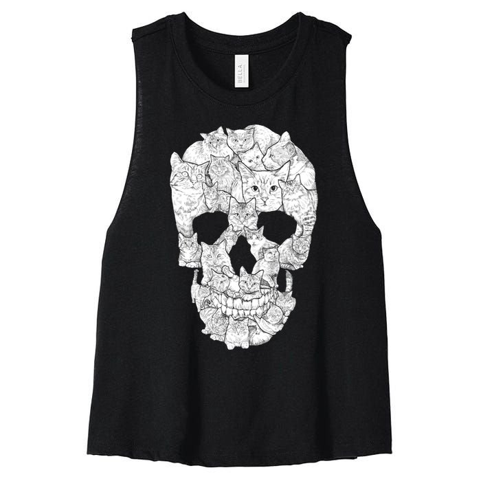 Cat Skull Women's Racerback Cropped Tank