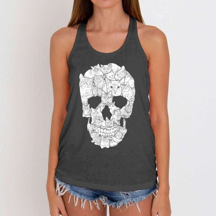 Cat Skull Women's Knotted Racerback Tank