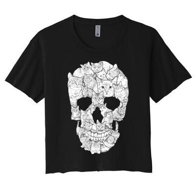 Cat Skull Women's Crop Top Tee