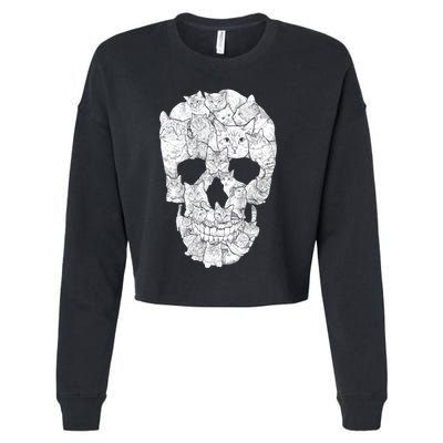 Cat Skull Cropped Pullover Crew