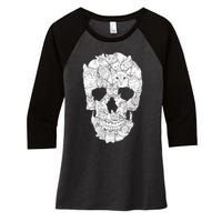 Cat Skull Women's Tri-Blend 3/4-Sleeve Raglan Shirt