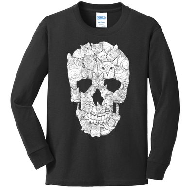 Cat Skull Kids Long Sleeve Shirt