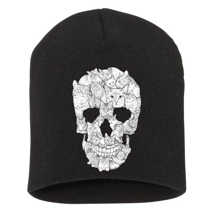 Cat Skull Short Acrylic Beanie