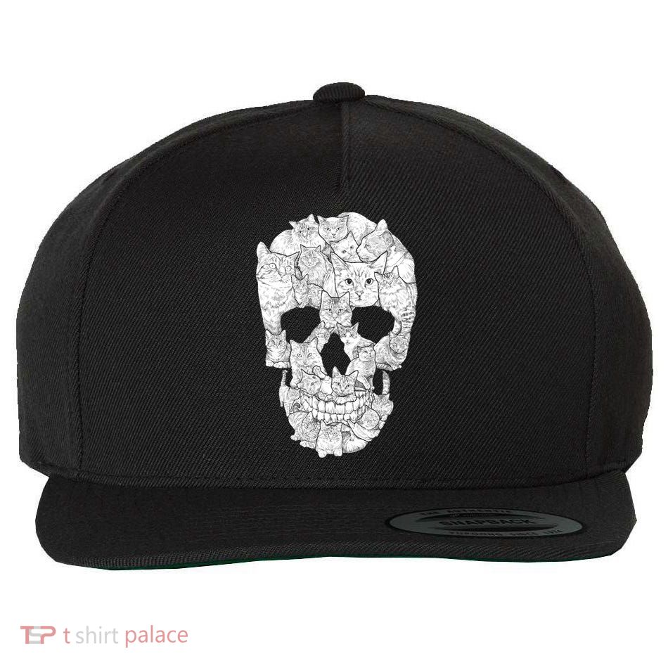 Cat Skull Wool Snapback Cap