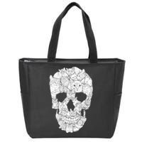 Cat Skull Zip Tote Bag