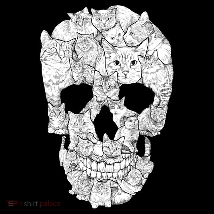 Cat Skull Zip Tote Bag