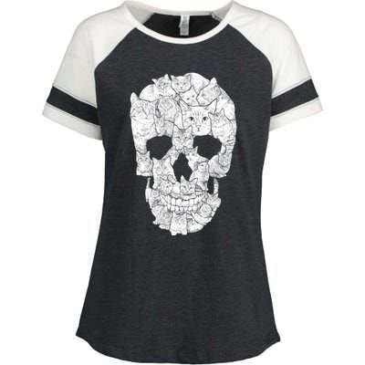 Cat Skull Enza Ladies Jersey Colorblock Tee