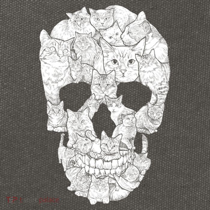 Cat Skull Cotton Canvas Backpack