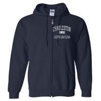 Charleston South Carolina SC Vintage Full Zip Hoodie