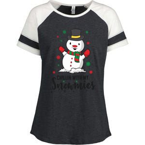 Christmas Snow Chillin With My Snowmies Gift Enza Ladies Jersey Colorblock Tee