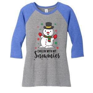 Christmas Snow Chillin With My Snowmies Gift Women's Tri-Blend 3/4-Sleeve Raglan Shirt